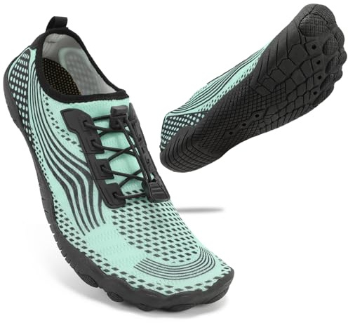 ZHR Badeschuhe Herren Barfuss Schuhe Damen Wasserschuhe Schwimmschuhe Unisex Schnell Trocknend Barfußschuhe Teal EU46