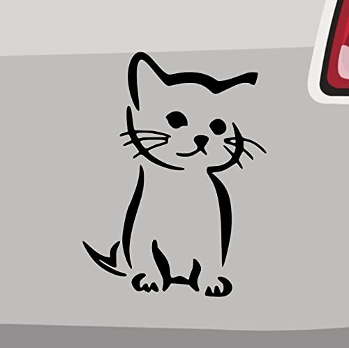 Stickerfreaks - Süße Katze Aufkleber - 6 Größen, 21 Farben - Sweet Kitty Niedlich Mieze Katzenbaby - Schwarz - Vinyl - Matt - Minimalistisch - Dekorationsartikel