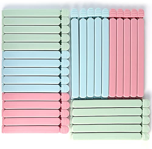 Beutelklammern zur Aufbewahrung von Lebensmitteln in 2 verschiedenen Größen und 3 Farben, Sandwichbeuteln – wiederverwendbare Beutelverschlüsse für Zuhause, Küche und Büro (30 Stück)