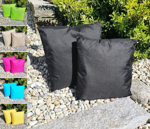 JACK 1x 45x45cm Outdoor Lounge Kissen Dekokissen inkl. Füllung Wasserabweisend Sitzkissen Garten Stuhl Lotus Effekt, Farbe:Schwarz