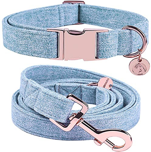 DOGWONG Hundehalsbänder blau, Hundehalsbänder und Leine aus blau hundehalsband, Bequeme verstellbares Hundehalsband für kleine mittelgroße Hunde