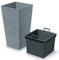 rg-vertrieb Blumenkübel Blumentopf Pflanzkübel Blumenkasten Quadrat Furu Square Tannennadeln Design mit Pflanzeinsatz (350 Grau)