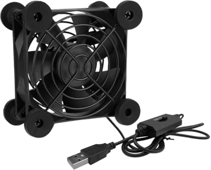 iYueMps USB Ventilator 80mm 5V PC Lüfter, 80mm USB Lüfter leise Gehäuselüfter mit 3 Einstellbare Geschwindigkeiten Kompatibel mit PS4/Computer/AV Schrank/TV Box/Router