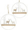 MamboCat 2tlg Set Deko-Anhänger Forrester aus Holz & Metall I Hirsch-Dekor mit Winterlandschaft I L 30cm, H 30cm I Weihnachts-Schmuck, Advents-Deko hängend, Christbaum, Fenster-Accessoire I X-Mas