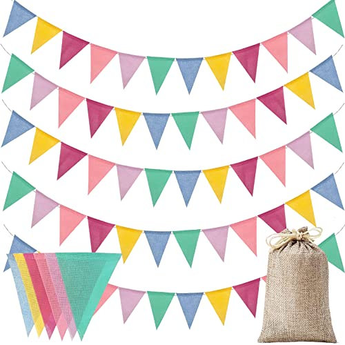 Wimpelkette 60PCS Mehrfarbig Dreieck Flaggen Wimpelkette Wimpel Banner Wimpel Girlande draußen Indoor Outdoor Dekoration für Hochzeit Party Weihnachten Geburtstagsfeier Hochzeit Deko(20M)