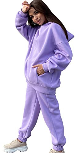 OADOBKICE Tuta Donna Manica Lunga Tuta Donna A Buon Mercato Tute Jogger Manica Lunga Top E Fondo Tuta Donna Set Completo Taglie Forti, Abbigliamento Sportivo Da Donna Con Tasca Top Viola XL