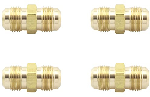 TAODAN Lot de 4 adaptateurs de tuyau de gaz en laiton - Raccord évasé - Adaptateur de gaz mâle de 9,5 mm x évasement mâle de 9,5 mm