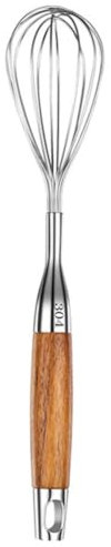 Luxshiny Batteur à œufs avec manche en bois de 30 cm Ballon Antiadhésif Manche en Bois De en Acier Inoxydable Batteur À Oeufs Ballon pour Fouetter Cuisiner