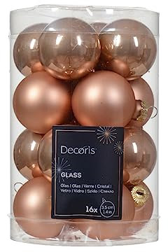 Weihnachtskugeln Glas 35mm x 16 Stück kleine Christbaumkugeln Prickelndrosa