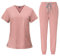 Fonowx Medizinische Arbeitskleidung Damen Herren, Krankenschwester Arbeitskleidung Set Waschbar, Medizinische Uniform mit Oberteil und Hose für Beauty Salon Klinik Krankenhaus, ROSA, m