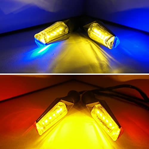 Pthene Motorrad LED Blinker Leuchten Universal vorne hinten DC 36v 48v 52v 60v Glühbirnen für Elektromotorräder Motorrad Roller Fahrrad E-Bike (gelb/blau)