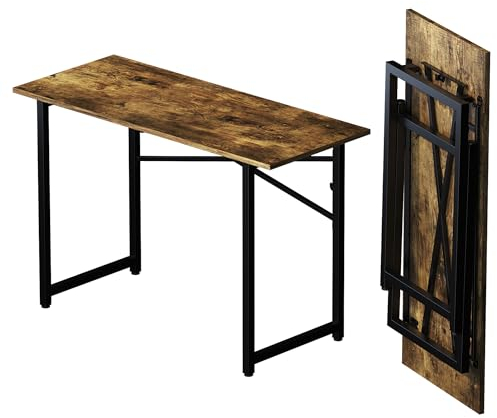 Lutown-Teen 120 cm Scrivania Pieghevole Per Computer, Scrivania Da Campeggio Per Computer Da Gioco, Tavolo Per Ufficio Domestico Senza Necessità Di Montaggio, Marrone Rustico