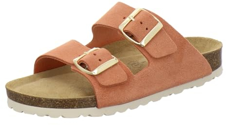 AFS-Schuhe 2100, Bequeme Damen Pantoletten echt Leder, praktische Arbeitsschuhe, Hausschuhe, Handmade in Germany (39 EU, orange Velour)