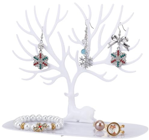 SUNNYCLUE Organisateur de Support D'Arbre de Boucle D'Oreille Présentoirs de Boucles D'Oreilles Organisateur D'Affichage de Bijoux Blanc Organisateur de Stockage de Bijoux D'Arbre de Cerf Organisateur
