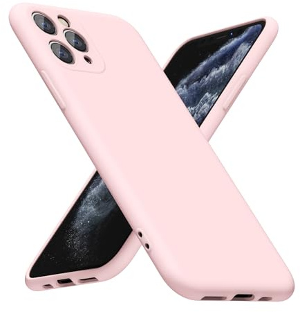 LoeoeL for iPhone 11 Pro Phone Case Silicone, Minimalist Ultra Thin Slim Soft Rubber Gel Solid Color Matte TPU Cute Case for Women Men, Girly Plain Aesthetic Design & Camera Cover, Light Pink