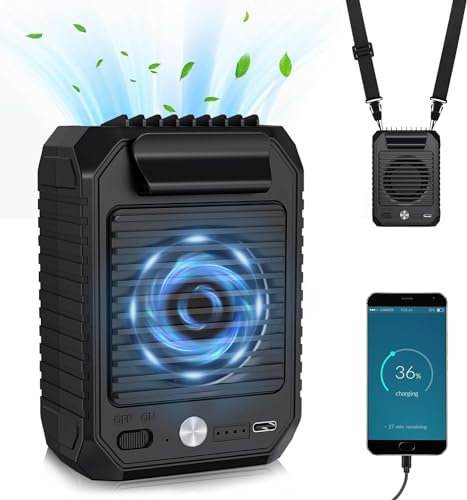 AMMICCO Mini ventilatore portatile ventilatore da collo ventilatore USB 10000mAh ventilatore clip ventilatore tasca per escursioni all'aperto campeggio raffreddamento