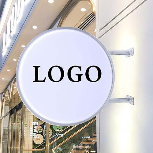 LED-Lichtbox, doppelseitig, rund, Leuchtschilder, 50 cm, Außenbeleuchtung, geeignet für Cafés, Bars, Schönheitssalons, Restaurants