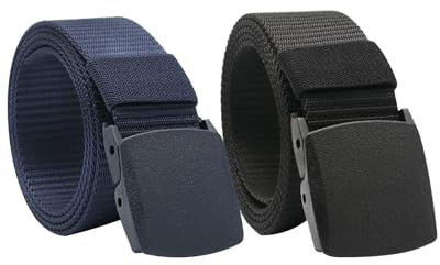 Shengxi 2 Pezzi Cinture Unisex in Nylon per Uomo e Donna 123cm Cintura in Tessuto Regolabile Cinture da Lavoro con Plastica Fibbia Rapido Passaggio Attraverso la Sicurezza Aeroportuale