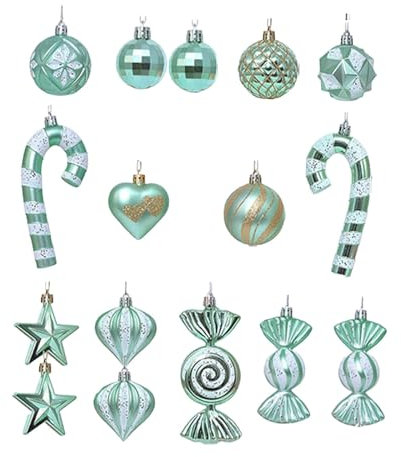 Oshhni 16 Pezzi di Palline di Natale Decorazioni per Alberi di Natale in Miniatura Artigianato Decorazioni per Interni ed Esterni Mini Palline Decorative di, Verde Menta