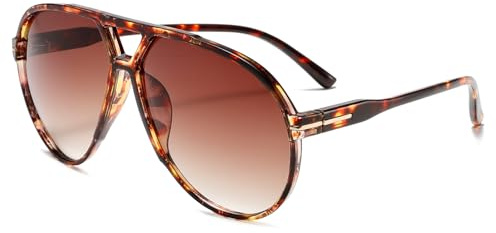 YAMEIZE Retro Sonnenbrille für Damen und Herren 70er Piloten Vintage Groß Übergroße Pilotenbrille Double Brücke Quadratische Brille UV400 Schutz