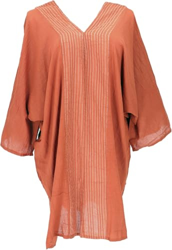GURU SHOP Poncho Mandala Tunika Boho Kaftan Kurzarm Strandtunika | 100% Viskose, weit geschnitten, U-Ausschnitt, Tunnelzug, Free Size von 40-46, ideal für Boho-Outfits