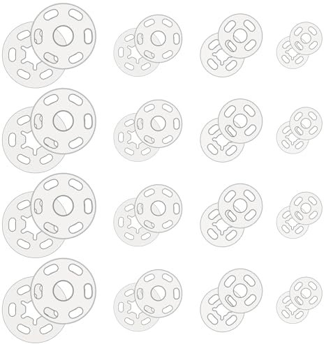 Bewudy 120 Paare Transparent Druckknöpfe zum Annähen, Unsichtbare Druckknopf Kunststoff Knöpfe zum Anähen Nähzubehör für Nähen DIY Handwek Kleidung Hemden (7 mm 10 mm 15 mm 20 mm)