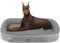 HMTOPE Orthopädisches Hundebett, Hundesofa, Vierseitiges Nackenrolle Kissen, rutschfeste Unterseite Hundekorb, Abnehmbar und Waschbar, Grosse Hunde, 122 x 90 x 19 cm, Mittelgrau