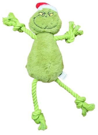 P&R:UK Grinch Hundespielzeug mit Quietschball | Robustes Seil-Zerrspielzeug für Hunde | Kauen, Apportieren & interaktives Spielen | Weihnachts-Hundegeschenk