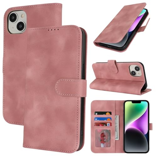 Zouzt Hülle für iPhone 13 Mini (5,4), Premium PU Leder, Vintage Rose Pink | Handyhülle mit Kartenfächern, Magnet Klapp Schutzhülle, Stoßfeste TPU-Innenhülle, Frauen Männer, Leather Wallet Phone Case