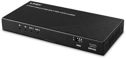 LINDY 38534 2 Port HDMI 8K60 Splitter mit Audio & Downscaling