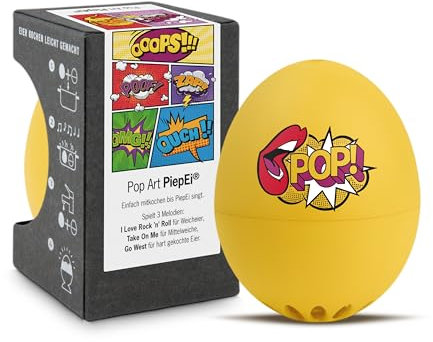Pop Art PiepEi - Singende Eieruhr zum Mitkochen - Eierkocher für 3 Härtegrade - Moderne Kunst - Lustiges Kochei - Musik Eggtimer - Brainstream