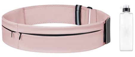 1pc Waist Bag and 1pc Water Bottle with Wrap-Around Fit, Multiple Compartments, and Dedicated Water Bottle Pocket for Man Women (Pink, Medium)