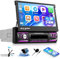 OiLiehu 2+64G Android 13 Single Din Touchscreen Car Stereo with Wireless CarPlay Android Auto, 7'' Flip Out Car Screen with WiFi Bluetooth GPS Mirror Link FM RDS EQ AUX-IN TF-Port SWC + Backup Camera