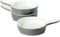 UIBFCWN Lot de 3 Petits Plats à Gratin en Céramique, Plats à Four Ronds avec Poignées pour Tiramisu Pâtisseries, Idéal pour 1 personnes, 450ml, Allant au Four et au Micro-ondes, Gris
