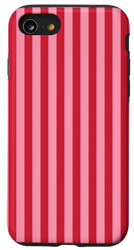 Niedliche rosa und rot gestreifte ästhetische vertikale Linien Hülle für iPhone SE (2020) / 7/8