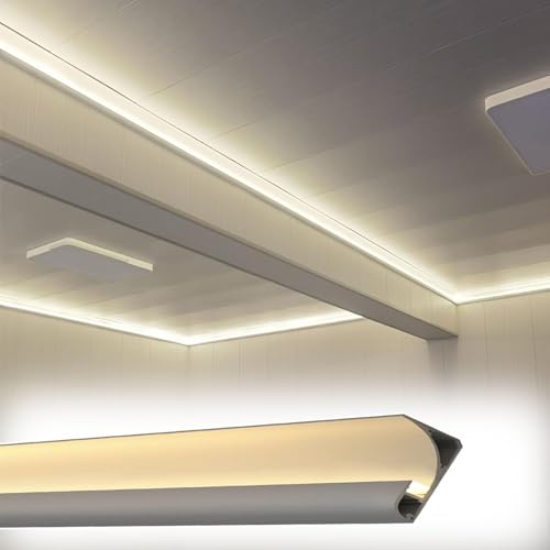 Kronenform-LED-Kanal For LED-Streifenlichter, Aluminiumprofil-Beleuchtungsabdeckung In Sondergrößen, Sockel-/Fußleisten-Zierleiste For Indirekte Beleuchtung(White,1 m/3.3 ft)