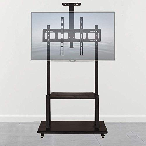 TV mount, Stainless Steel Mobile TV Floor Stand for 40—85 Inches TVs,White Television Stands Up to 70Kg Tilting Height Adjustable Beautiful Scenery