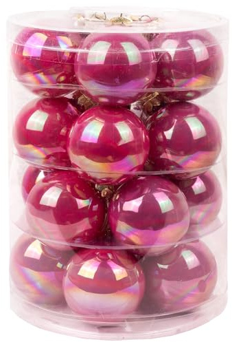 Magic Weihnachtskugeln Glas 6cm, 20 STK. Christbaumkugeln (Dazzling Flamingo pink)