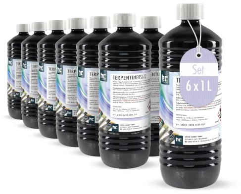 Höfer Chemie Terpentin-Ersatz 6 x 1 L | Universal Lösungsmittel zur Reinigung von Pinseln, Farbrollen & Bürsten, Entfernt Farbflecken, Harz & Kleberückstände