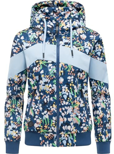 Ragwear leichte wasserdichte Damen Übergangsjacke kurz Bomberjacke mit Allover-Print und Kapuze Nuggie Block Flower XS-XXL