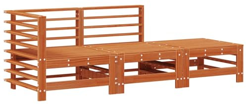 vidaXL Sectional Sofa Einheiten 3 Stück Wachsbraun, Garten und Terrasse, modularer Outdoor-Sitz, Flexibles Arrangement, rechteckiges Sofa, stylisches Plätzchen zum Entspannen