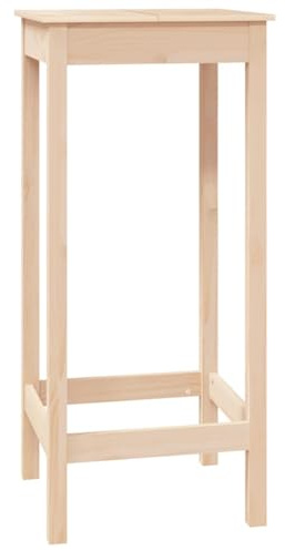 HETFTJN Bartisch 50x50x110 cm aus Kiefer Massivholz – Rustikaler Stehtisch, Holzbartisch quadratisch für Küche, Bistro, Garten, Balkon & Party – Einfacher Zusammenbau