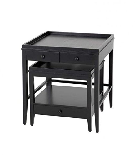 Casa Padrino Luxus Art Deco Designer Mahagoni Beistelltisch 2er Set - Luxus Qualität