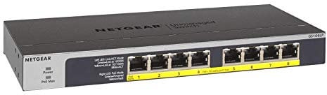 NETGEAR Switch PoE non gestito Gigabit Ethernet a 8 porte (GS108LP) - con 8 x PoE+ @ 60W aggiornabili, desktop, montaggio a parete o su rack e protezione limitata a vita
