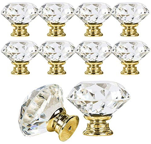 Pomo de Cristal, Tiradores Cajones 10 piezas de perillas de 30 mm con perilla de cristal para muebles de oficina