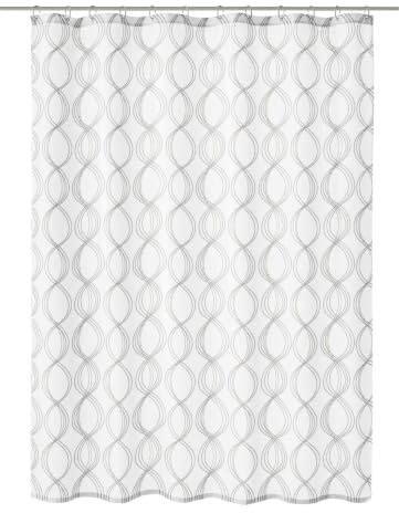 Kleine Wolke Duschvorhang Textil Classy Weiß 180 x 200 cm | OEKO-TEX zertifiziert, wasserabweisend, verstärkte Ösen, mit Beschwerungsband, weiches Textilgewebe, maschinenwaschbar