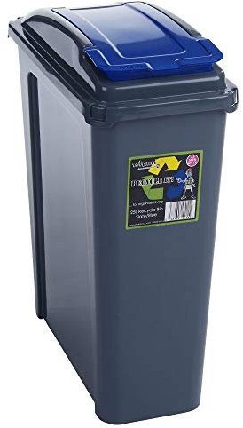 Wham Recycle It Slimline Bin & Lid Multi-purpose Storage Container 25 Litre (Blue, 1 Bin)