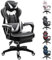 Vinsetto Computer Gaming Chair, Racing Desk Chair with Lumbar Support and Footrest, PU Leather Gamer Chair with Headrest and Swivel Wheels for Home, White