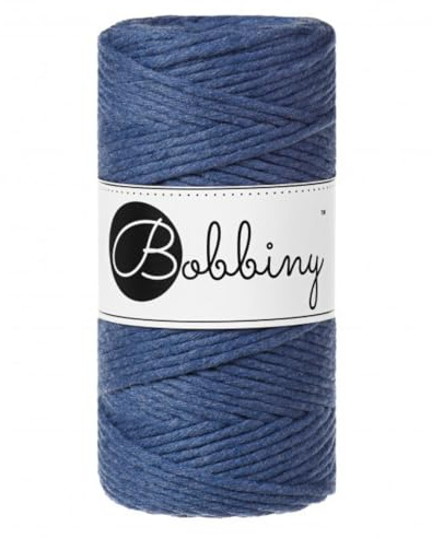 Bobbiny Oeko-Tex Premium Makramee Garn aus ökologischer Baumwolle in Jeans 3 mm x 100 m