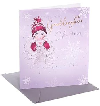 UK Greetings Weihnachtskarte für Enkelin – Cosy Girl Design